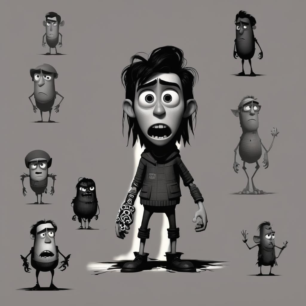 Grimdark Scene in Pixar Style