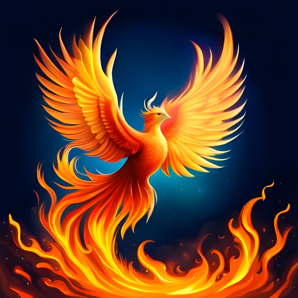 Majestic Blazing Phoenix Bird in Detail