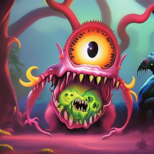 Zombie Eats Bug: Mad Magazine Style Art