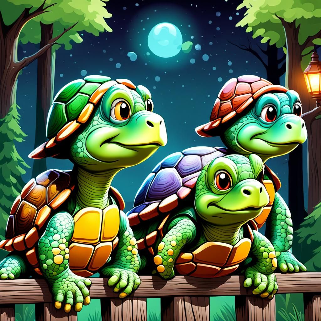 Goofy Turtles Hanging Out!