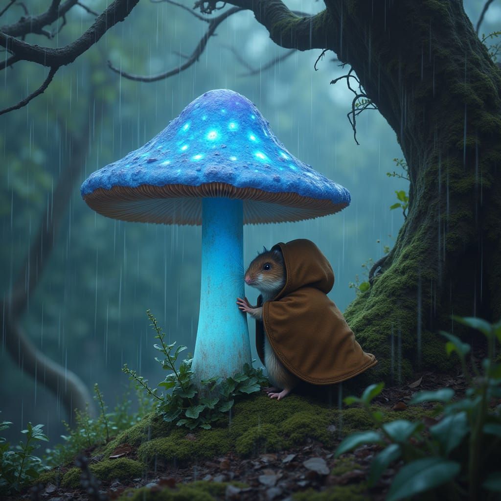 Mystical Forest Sanctuary with Doormouse and Iridescent Toad...