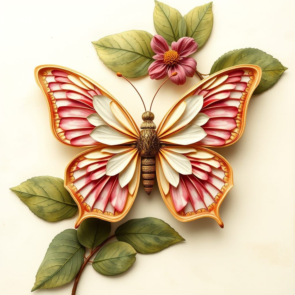 Floral Butterfly in Art Nouveau Style