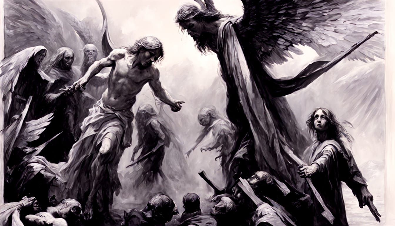 Deformed Angelic Demons in Gothic Horror Style