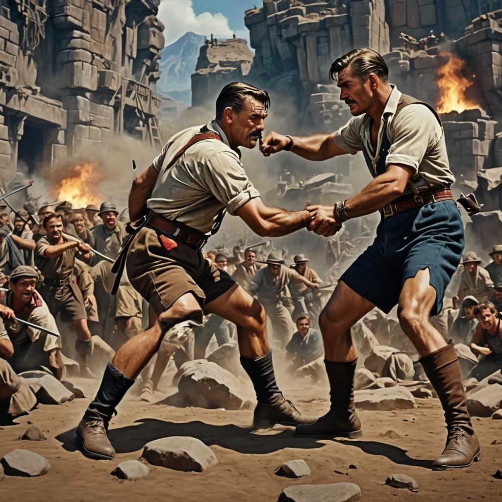 Classic Hollywood Actors Fight: Digital Matte Painting
