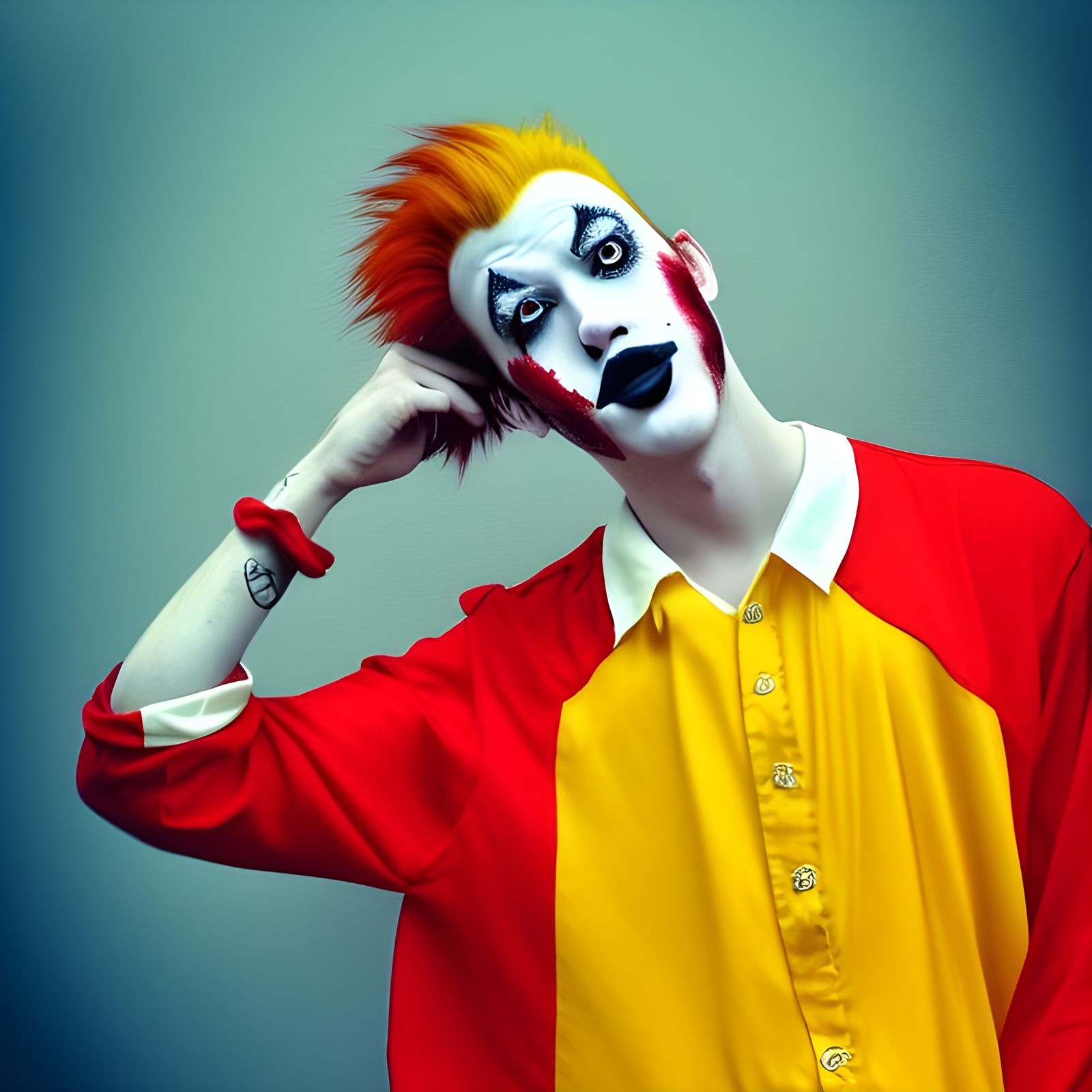 Emo Man with Clown Makeup: Digital Illustration