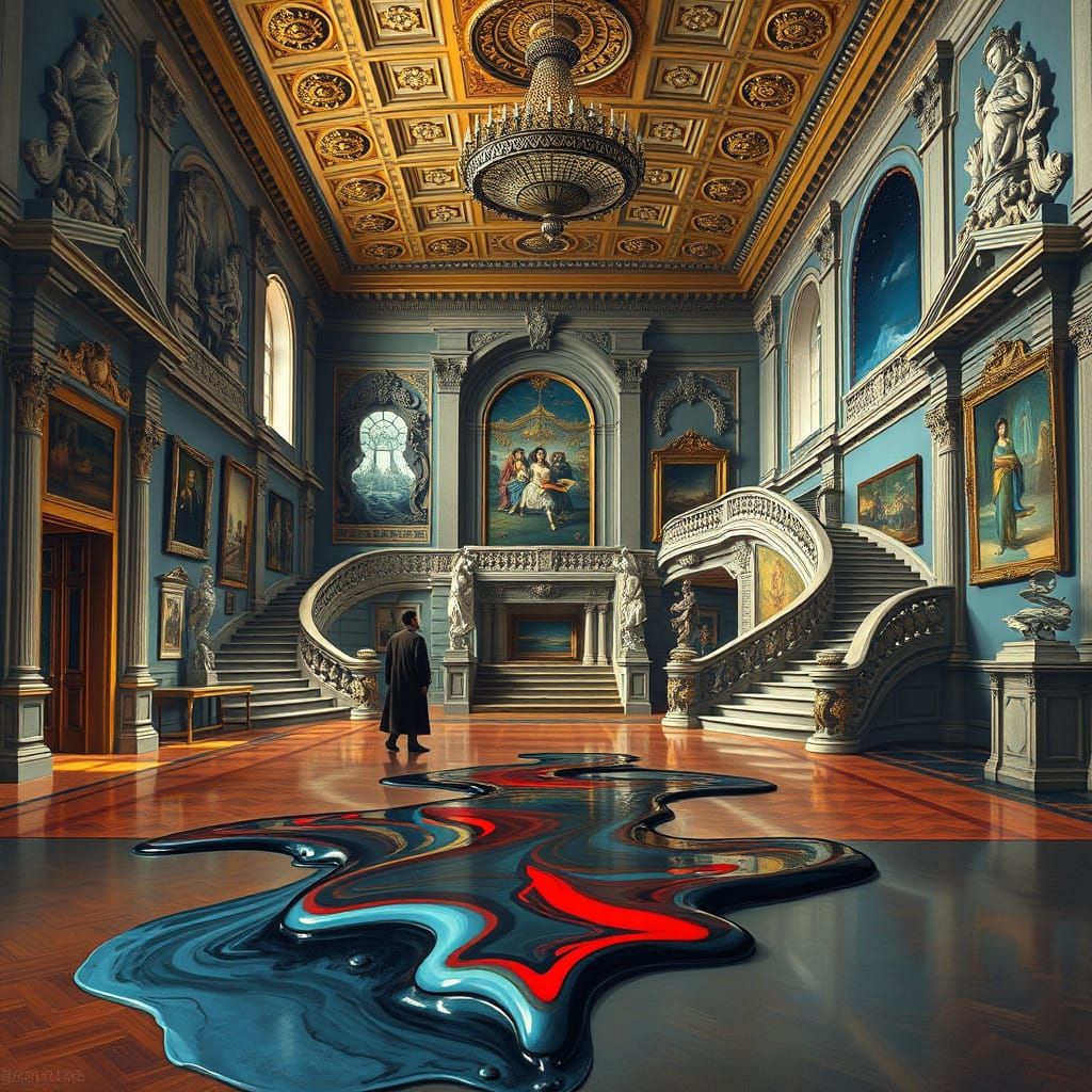 Luxurious Baroque Museum in Surreal Landscape