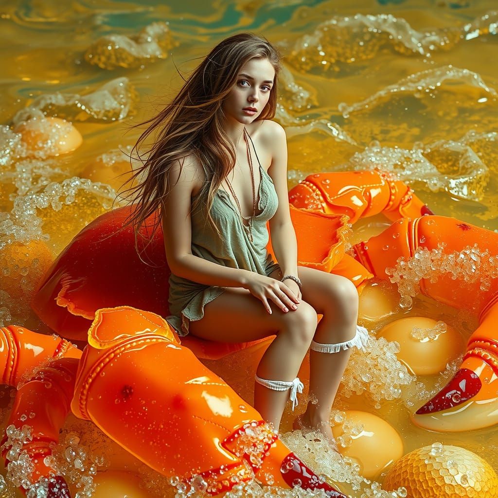 Gummy Crab Rider in Neon Futurism Style