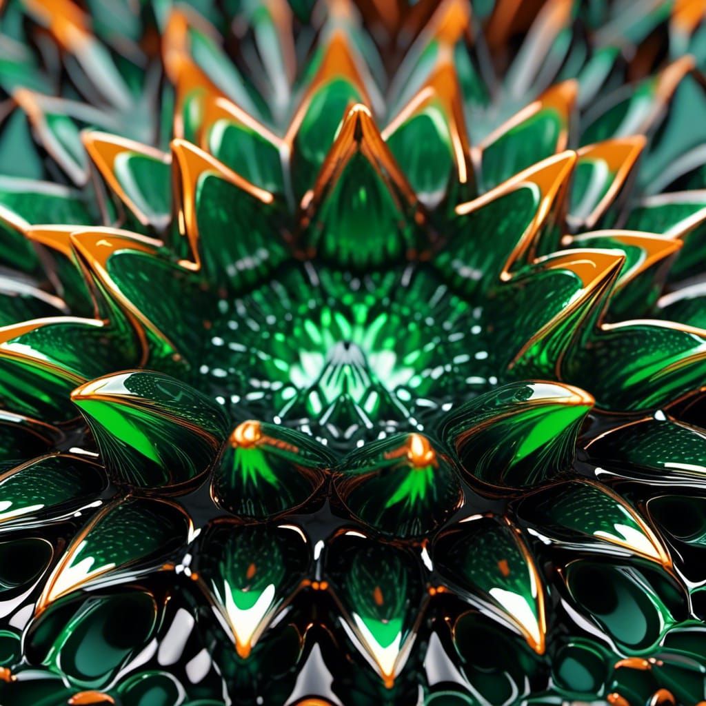 Emerald Green Ferrofluid Mix in Detailed Matte Painting