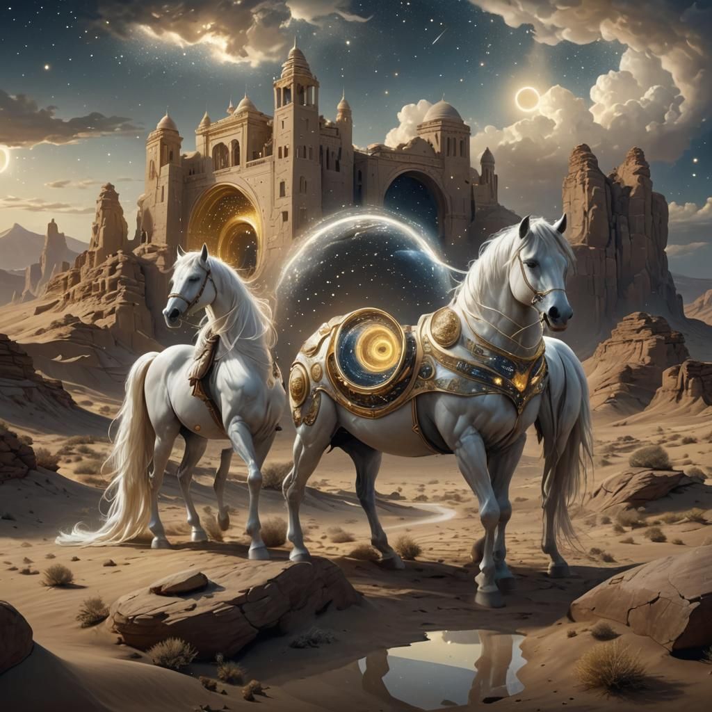 Shimmering Portal Opens in Desert Night