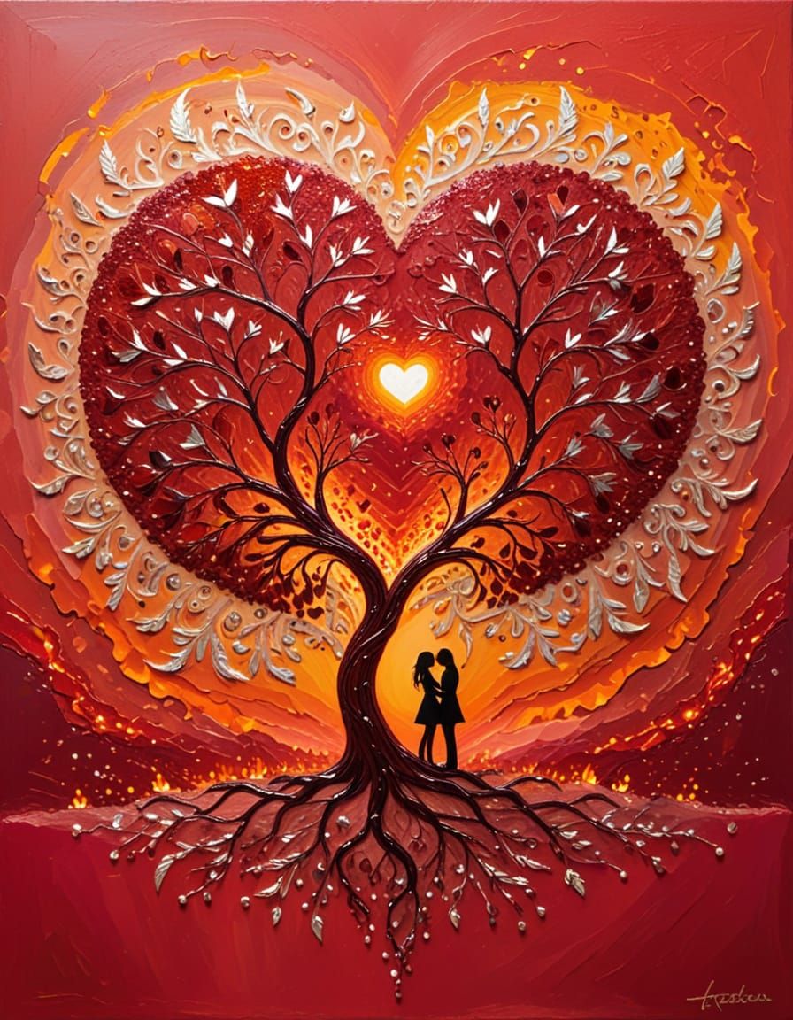 Love within, heart on fire.