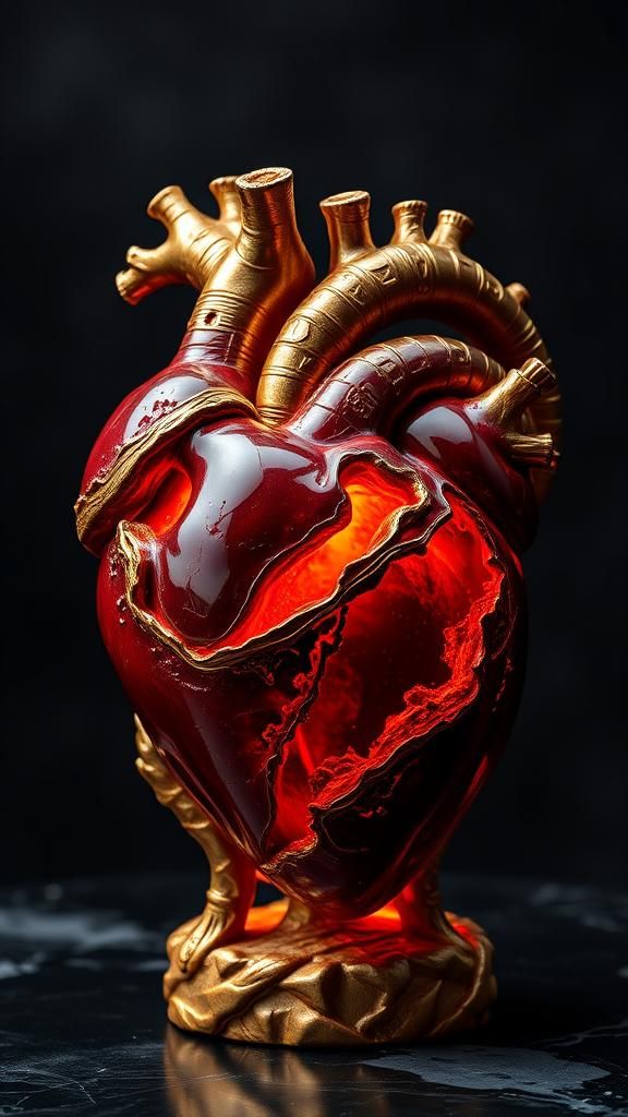 Porcelain Heart Sculpture with Fractal Elements