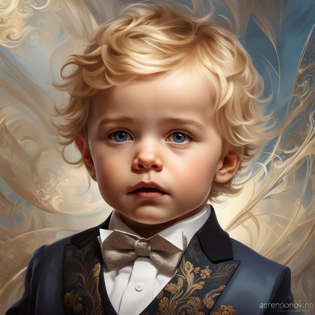Toddler in Formal Suit: Detailed Portrait