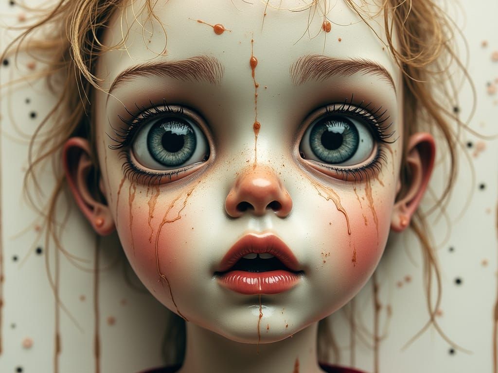 Inside-Out Photoillustration Driping Cartonería Doll