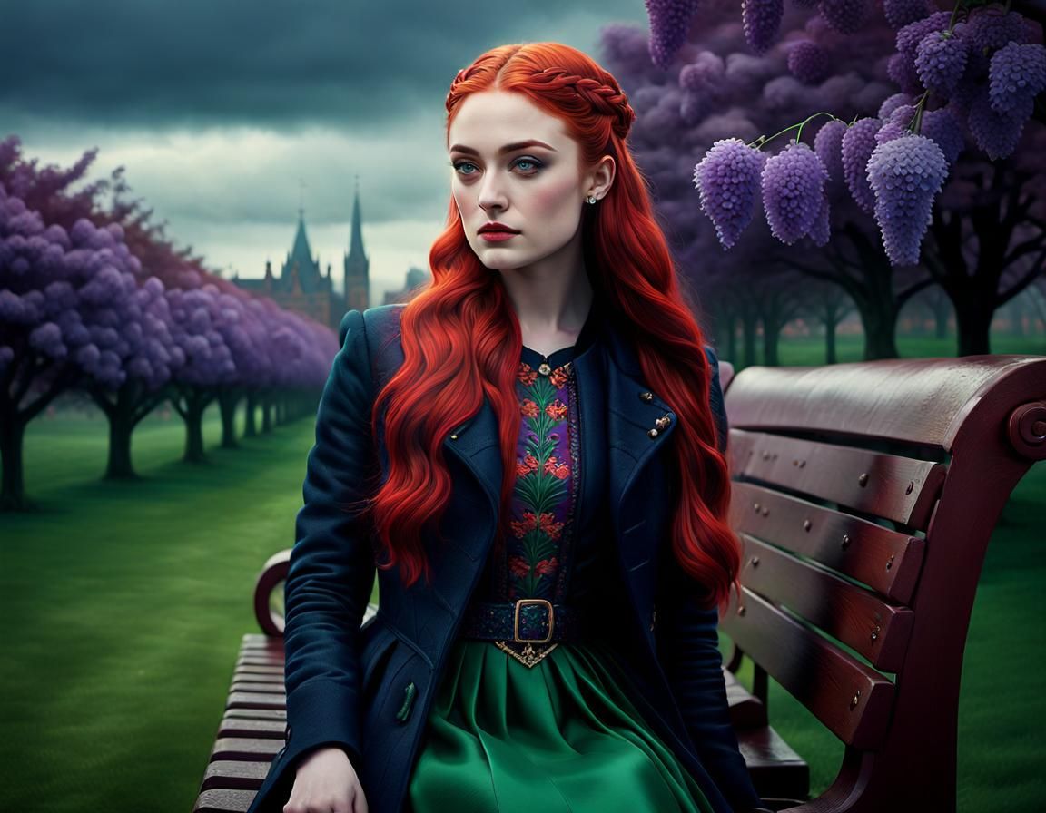 Hyperrealistic Portrait of a Woman on a Bench