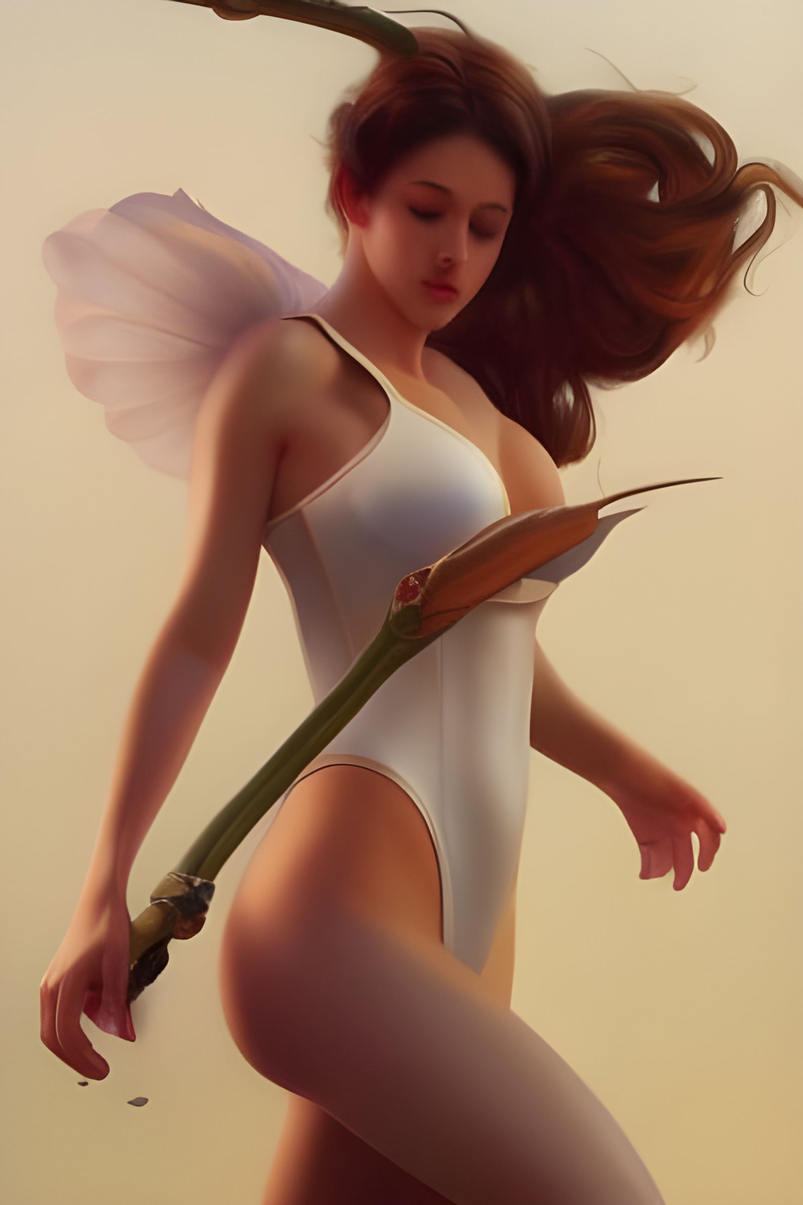 Muscular Woman in Bunny Suit, Hyperdetailed Portrait