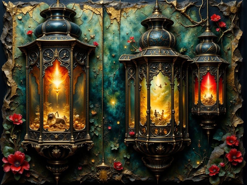 Ornate Lanterns in Mystical Hyperdetailed Style
