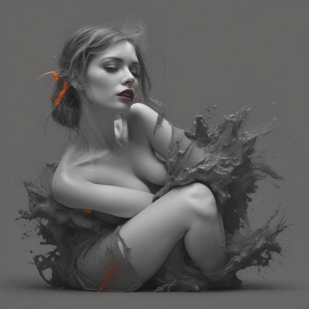 Vibrant Female Portrait with Dripping Paint Effect