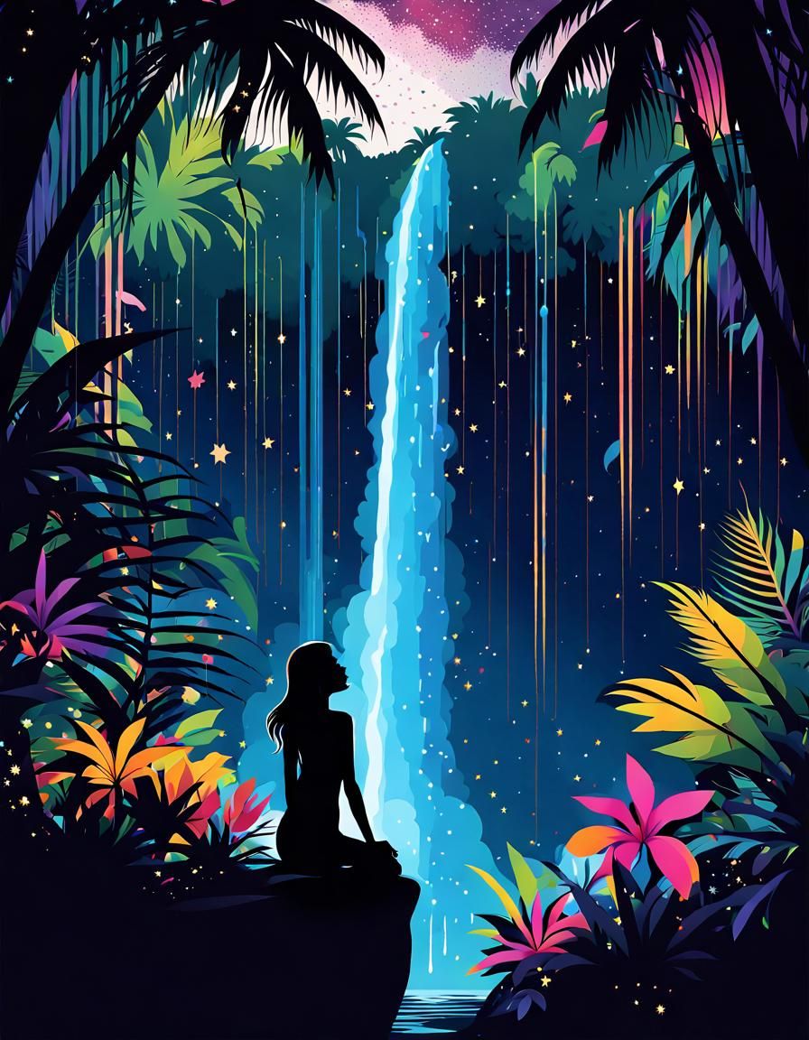 Indonesian Woman's Mind: Tropical Rainforest & Stars