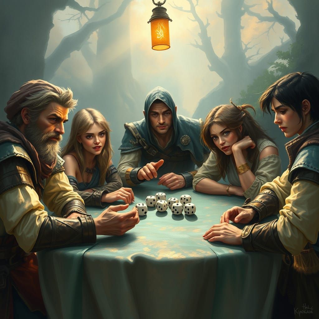 Fantasy Adventurers Gather 'Round the Table in an Ethereal F...