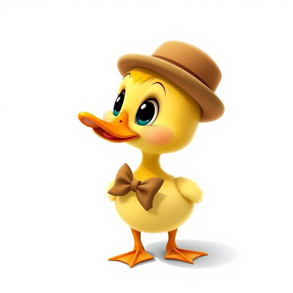 Cartoon Baby Duck in Miyazaki Style