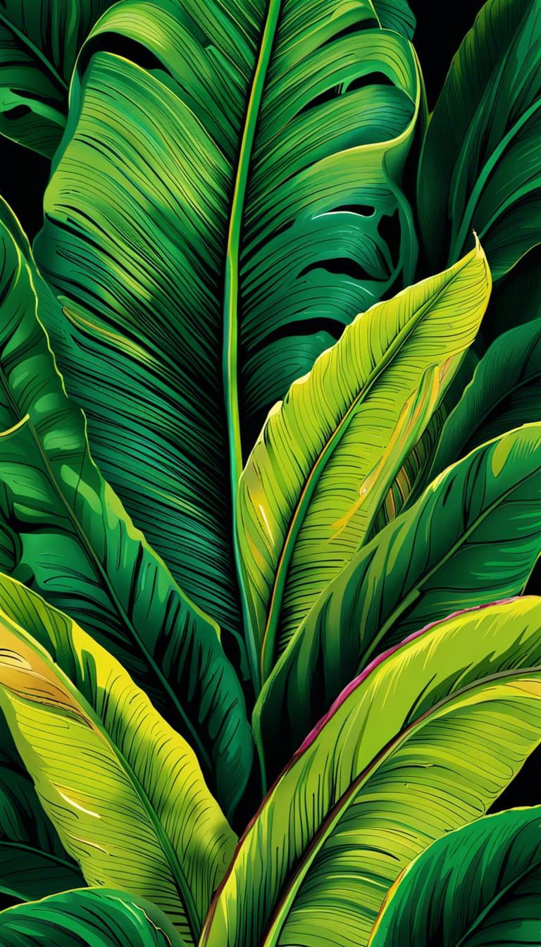 Lush Banana Leaf Digital Illustration