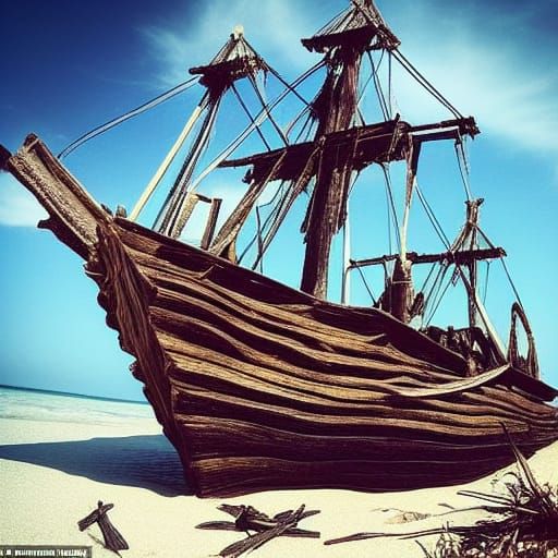 Pirates and Treasure Chest on Sandy Beach