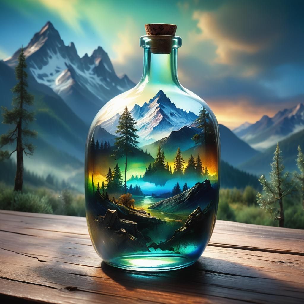 Ancient Mountains in Iridescent Glass