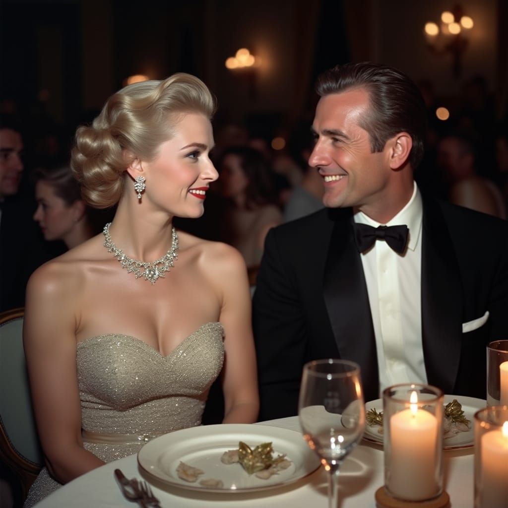 Grace Kelly & Gary Cooper at 1954 Hollywood Gala