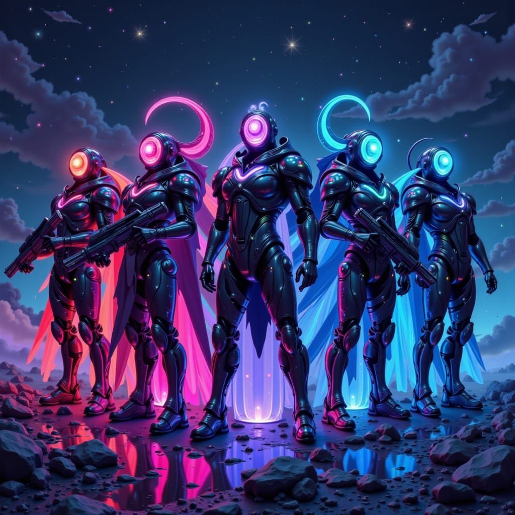 Halo Teams in Neon Cyberpunk Style