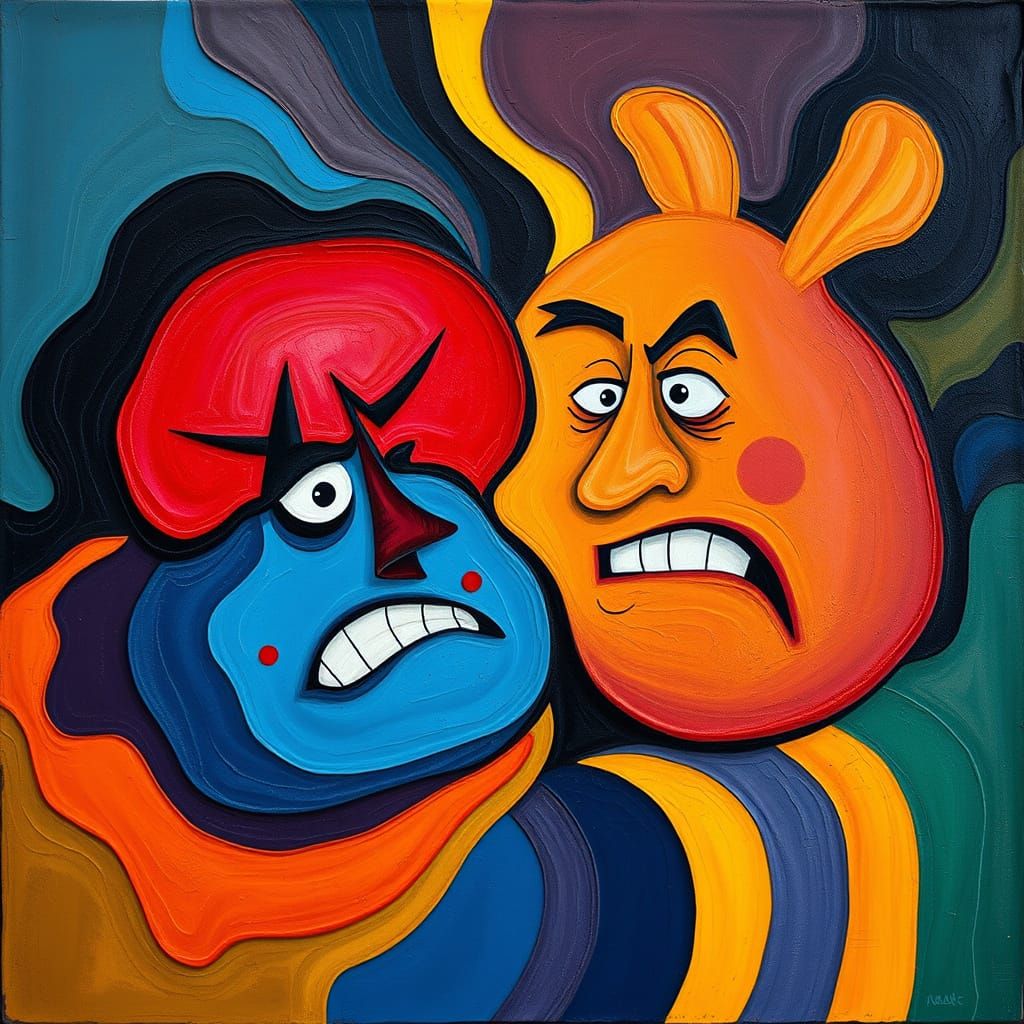 Abstract Shapes in Harmonious Discord: A Vibrant Artwork