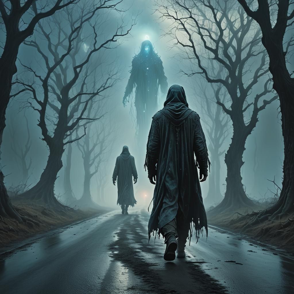 Eerie Road: Dark Fantasy Art Inspired by Beksiński