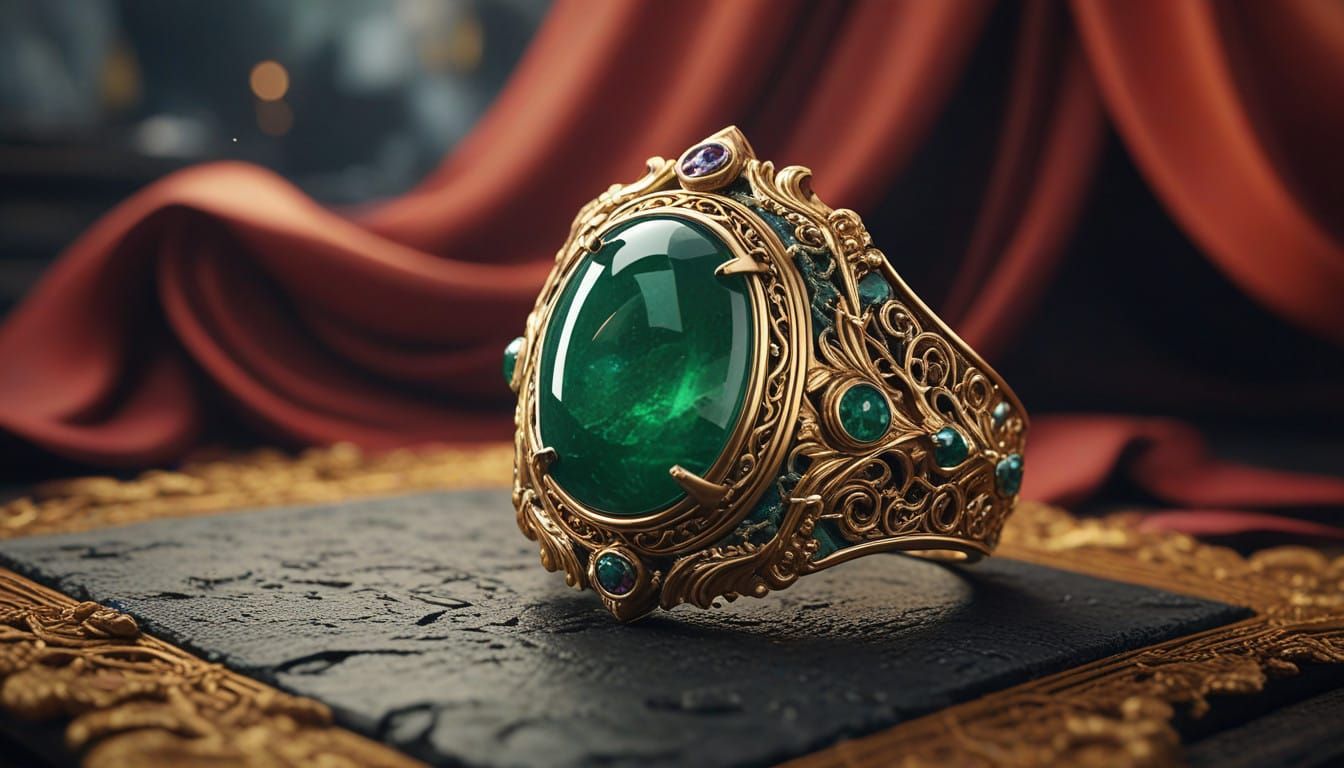 Luxurious Dragon Ring in Gold and Jade, Exquisite Artisanal....