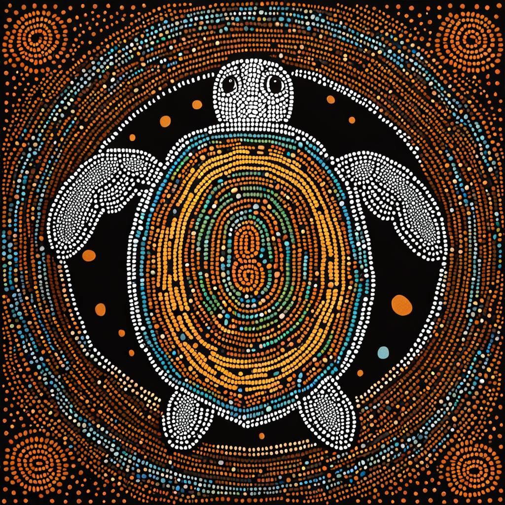Aboriginal Dot Painting of a Turtle
