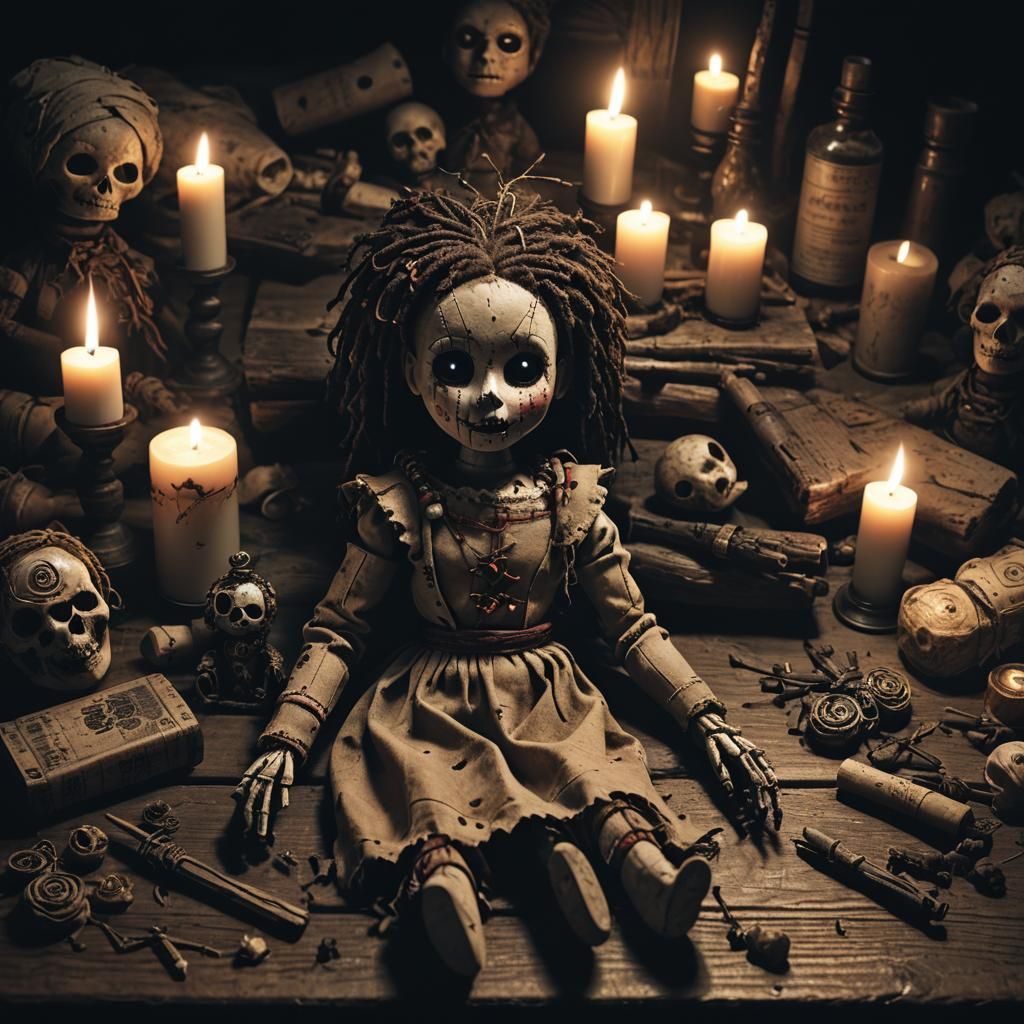 Mystical Voodoo Doll in Digital Matte Painting Style