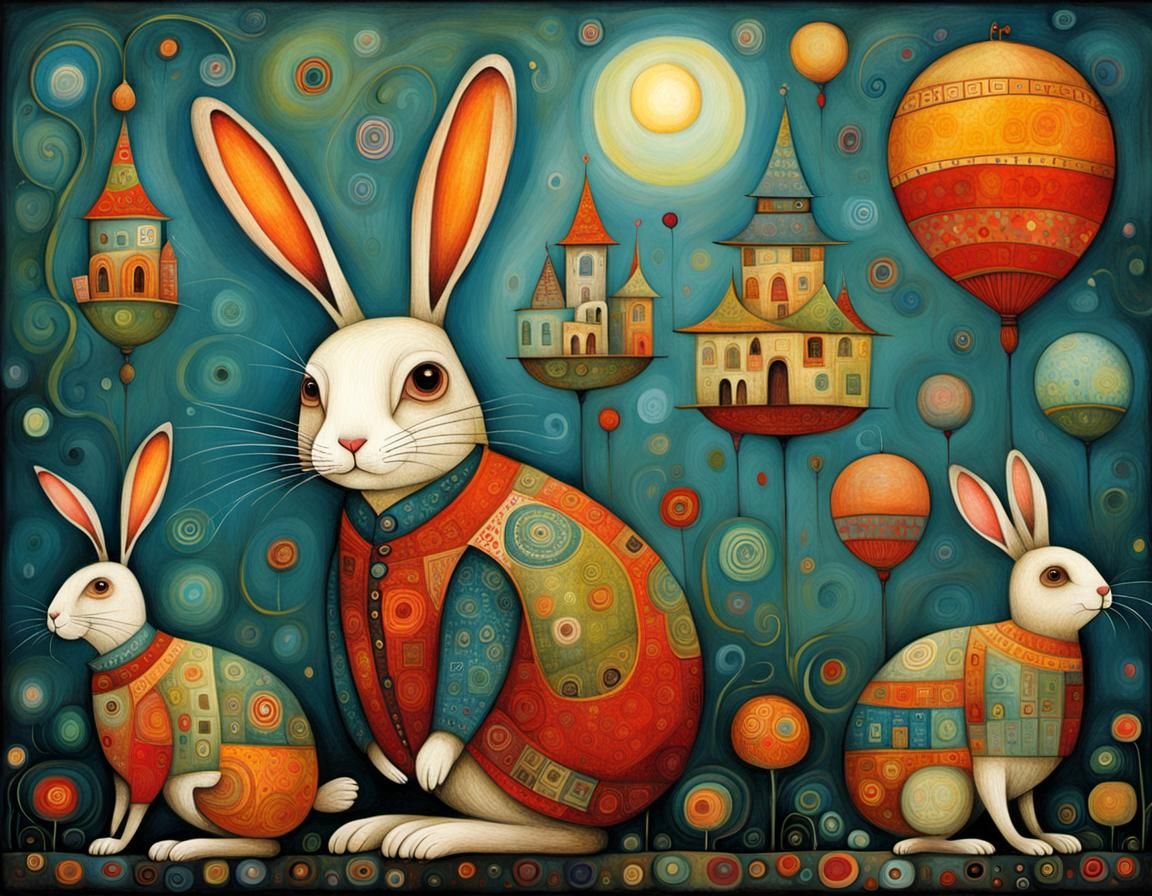 Whimsical Rabbit Inspired by Expressionist Painting