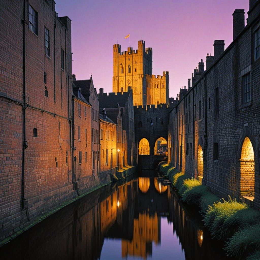 Roman City Walls of York in Neon Synthwave Style