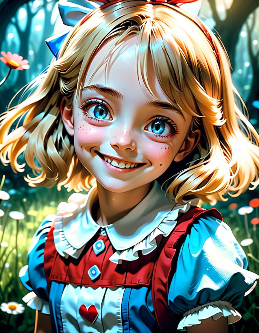 Alice in Wonderland Portrait in Anime Style