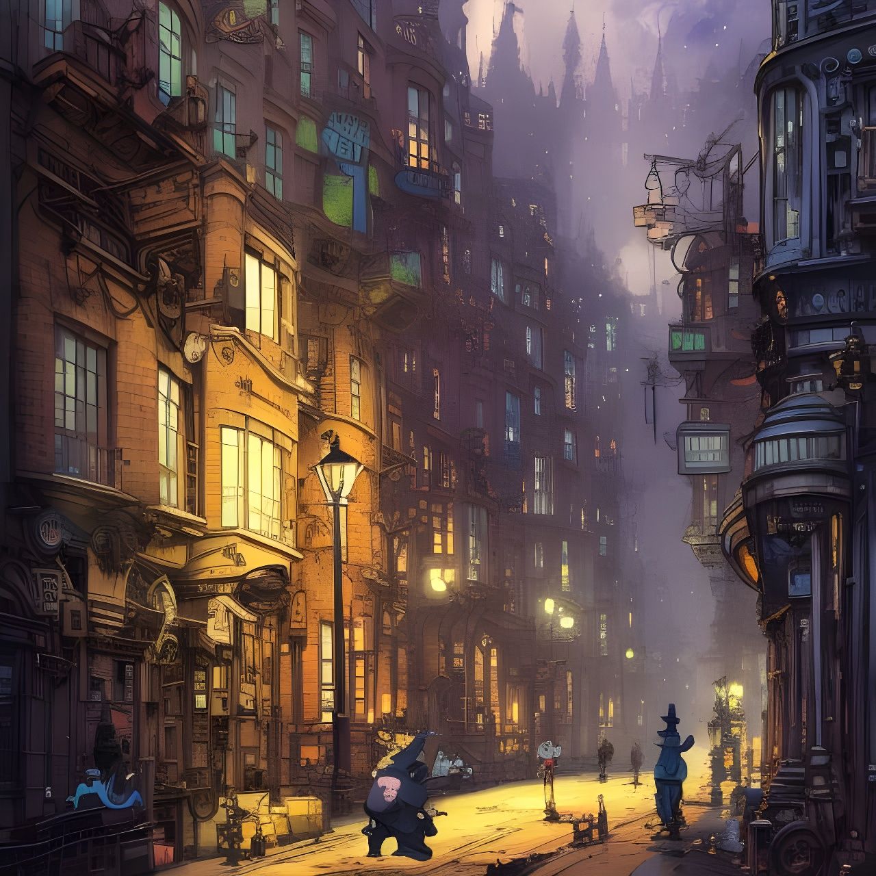 London Street Scene in Pop Art Comic Style