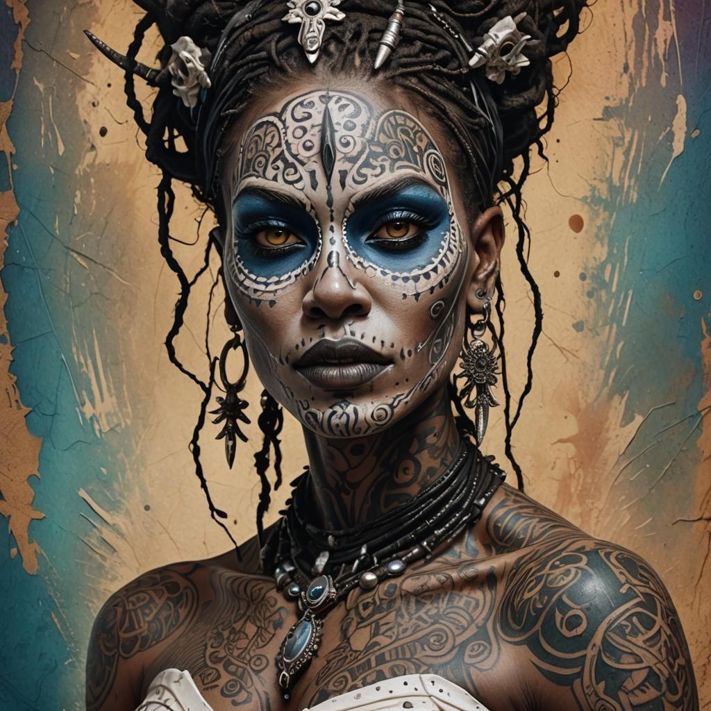 Voodoo Goddess with Cracked Porcelain Skin