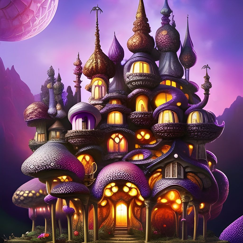 Fairytale Shroompunk Mansion in Purple Toadstool Lowland