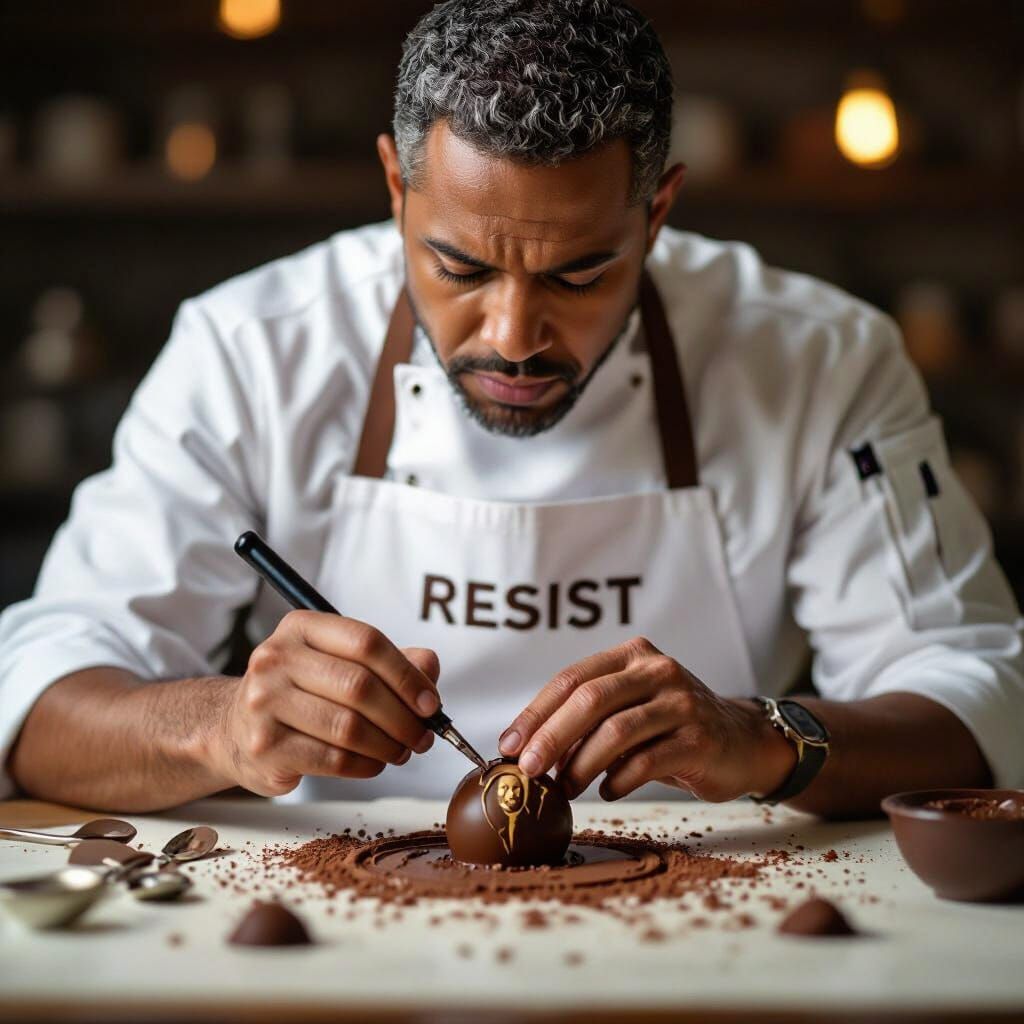 Hyper-Realistic Miniature Chocolatier Etching Portrait