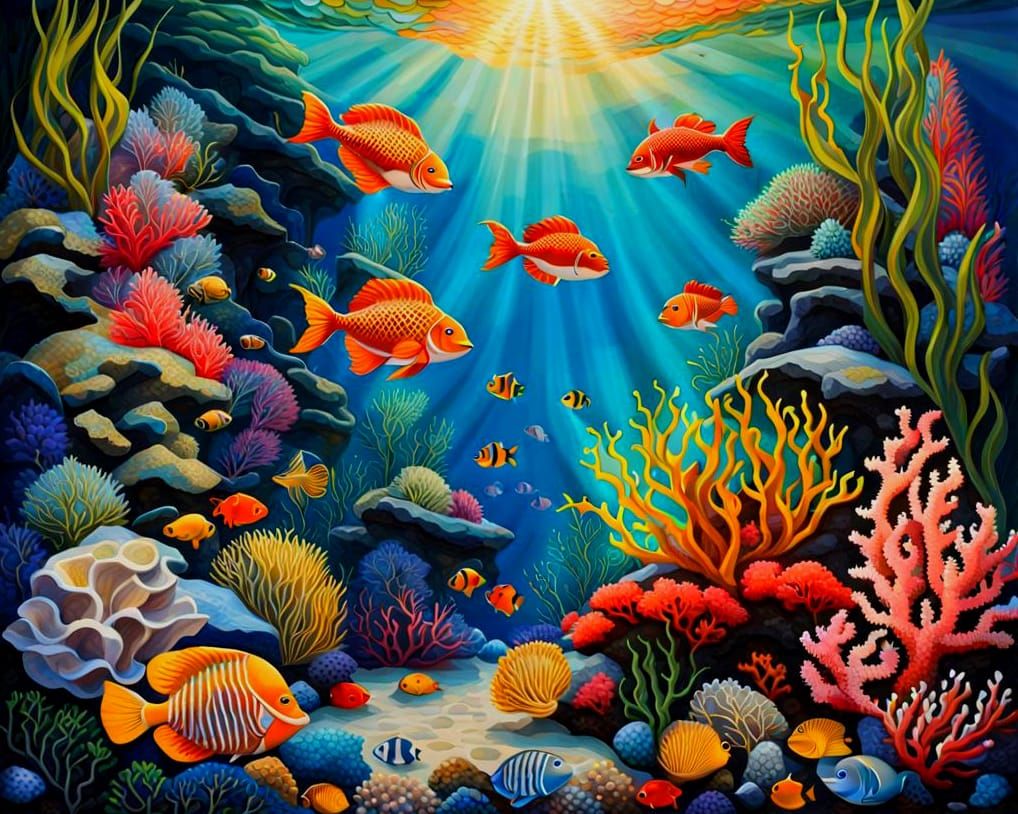 Underwater Mosaic Art: Mermaid and Coral Reef