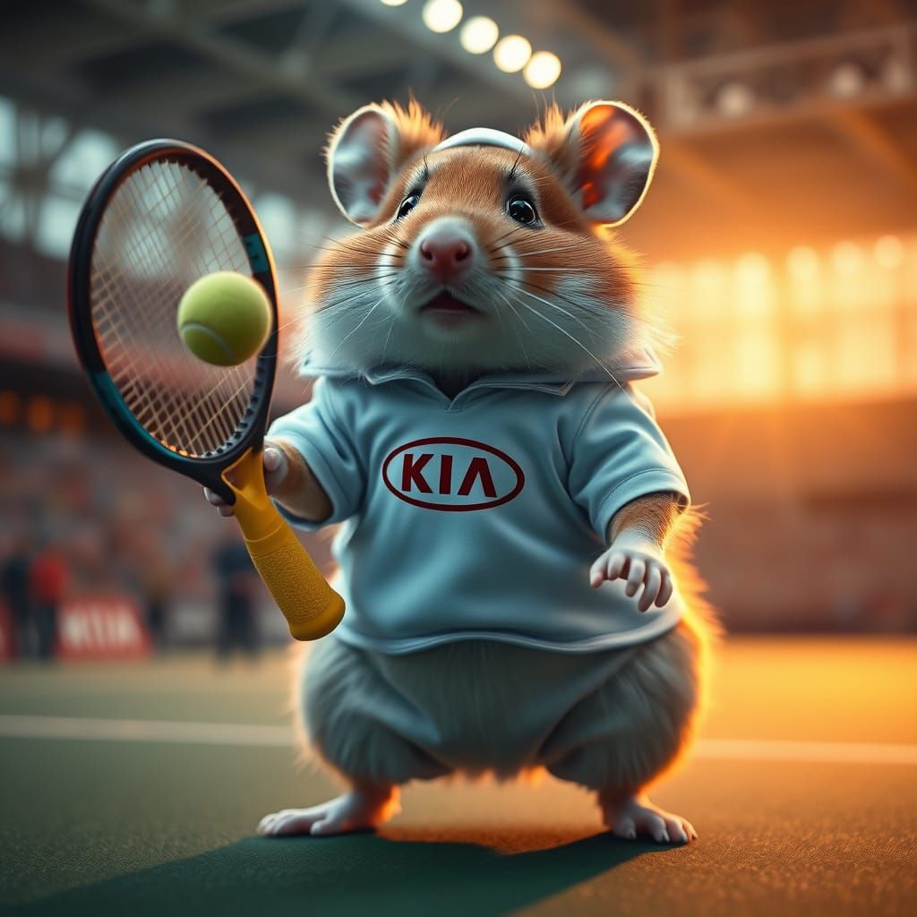 Hyper-Realistic Hamster Plays Tennis at the Olympics