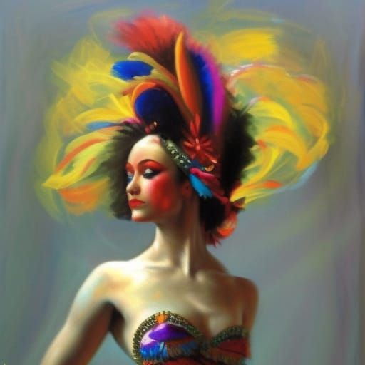 Vibrant Circus Dancer in Elaborate Costume