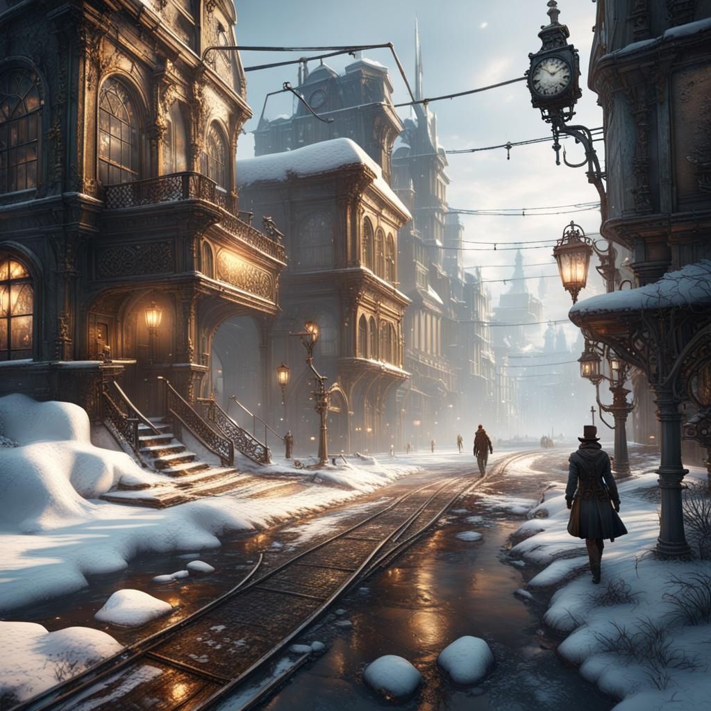 Winter Steampunk-city