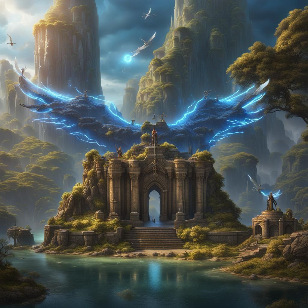 Angelic Guardians of Utopia: Fantasy Concept Art