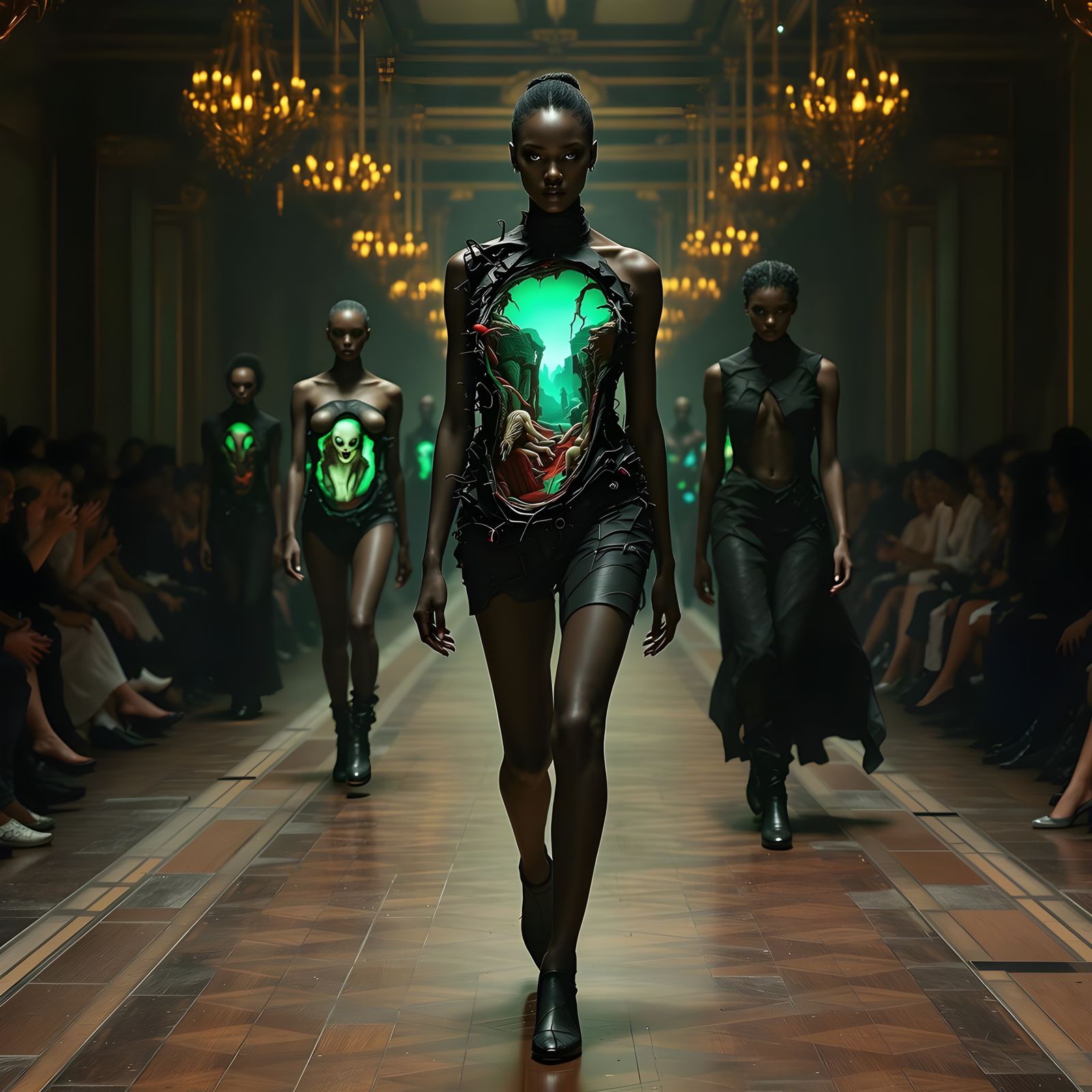 Surreal Fashion Showdown in Cyberpunk Style