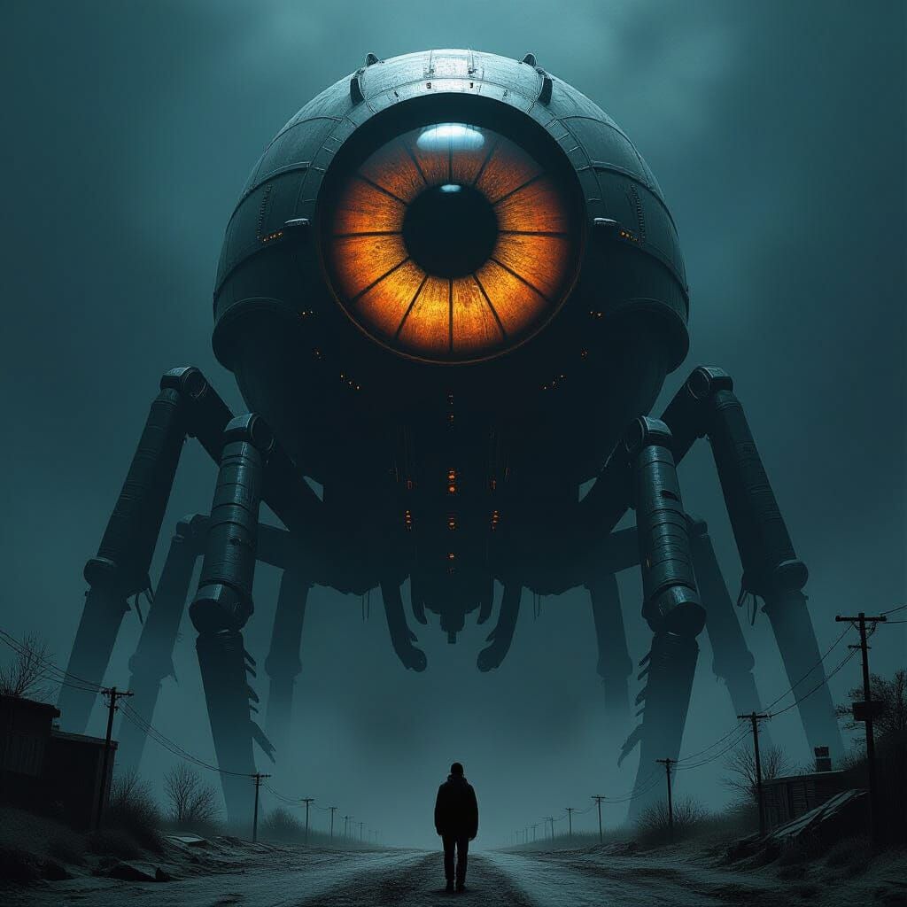 Towering Giant with Insect Eye in Biomechanical Style