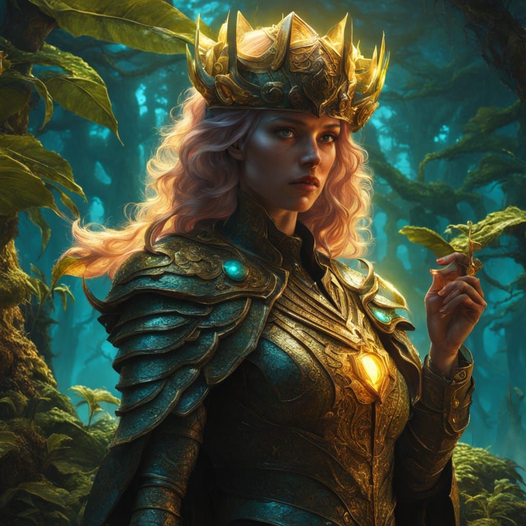 Stone Magic Princess Unleashes Blazing Spell in Lush Forest