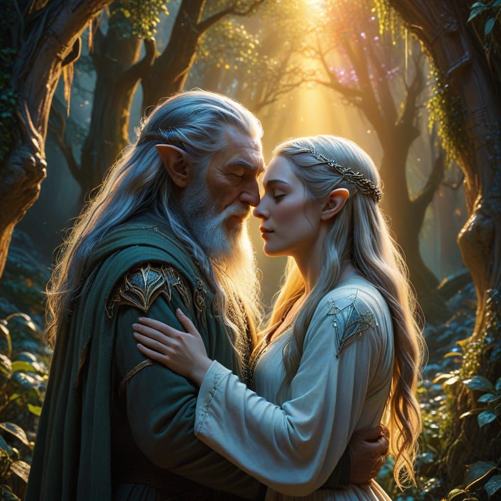 Gandalf and Galadriel in a Tender Rivendell Embrace
